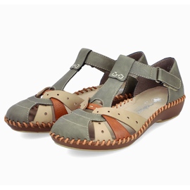 Sandalias cómodas para mujeres para velcro, dedos verdes incorporados Rieker M1655-54 5