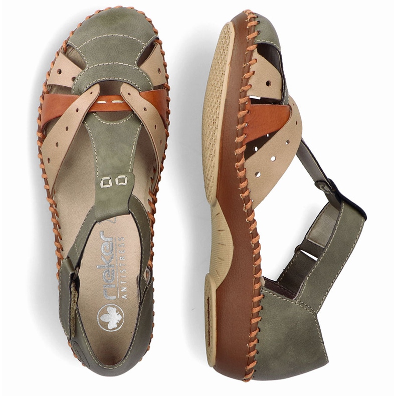 Sandalias cómodas para mujeres para velcro, dedos verdes incorporados Rieker M1655-54 2