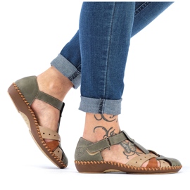 Sandalias cómodas para mujeres para velcro, dedos verdes incorporados Rieker M1655-54 3
