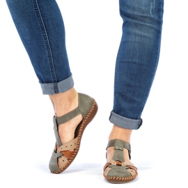 Sandalias cómodas para mujeres para velcro, dedos verdes incorporados Rieker M1655-54 4