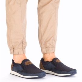 Zapatos para hombres cómodos mocasines azul marino Rieker 11954-14 4
