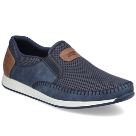 Zapatos para hombres cómodos mocasines azul marino Rieker 11954-14 10