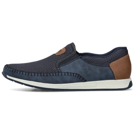 Zapatos para hombres cómodos mocasines azul marino Rieker 11954-14 13