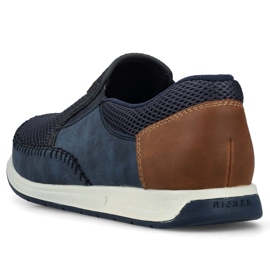 Zapatos para hombres cómodos mocasines azul marino Rieker 11954-14 11