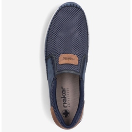 Zapatos para hombres cómodos mocasines azul marino Rieker 11954-14 12