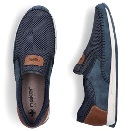 Zapatos para hombres cómodos mocasines azul marino Rieker 11954-14 3