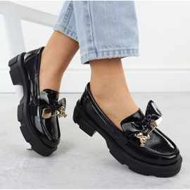 Mocasines de cuero Filippo DP610 negro tacones altos barnizados 1