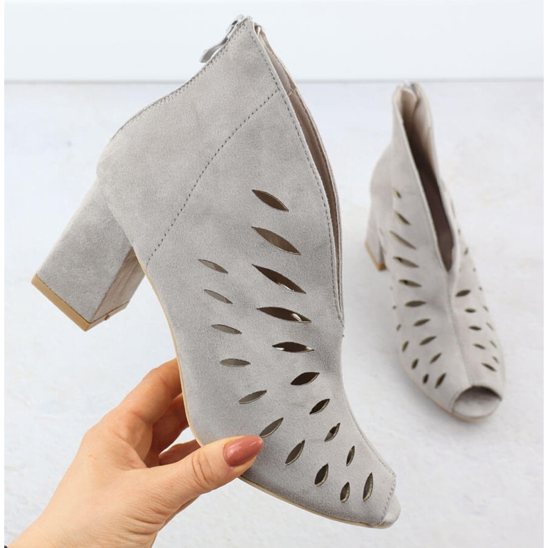 Toe de gamuza para mujeres Potocki gris 20318 botas de pura femenina para mujeres 1