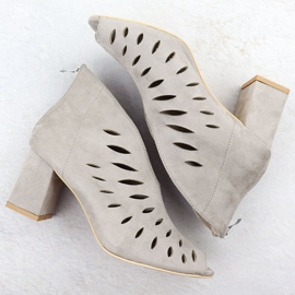 Toe de gamuza para mujeres Potocki gris 20318 botas de pura femenina para mujeres 2