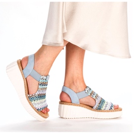 Rieker Sandalias para mujeres Inserto azul de cuero 4