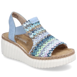 Rieker Sandalias para mujeres Inserto azul de cuero 11
