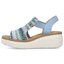 Rieker Sandalias para mujeres Inserto azul de cuero 14
