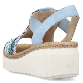 Rieker Sandalias para mujeres Inserto azul de cuero 13