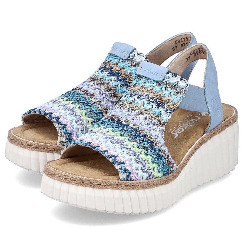 Rieker Sandalias para mujeres Inserto azul de cuero 1