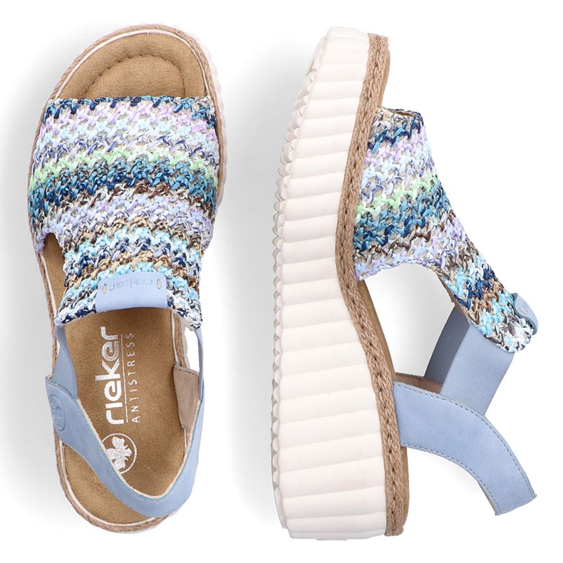 Rieker Sandalias para mujeres Inserto azul de cuero 2