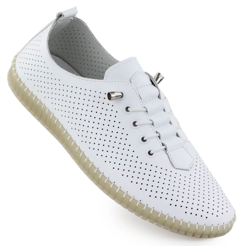 Zapatos de cuero para mujeres abiertas deslizadas Filippo blancos DP6140 1