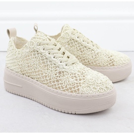 Zapatos de encaje para mujeres en la plataforma Beige T.Sokolski W503 2