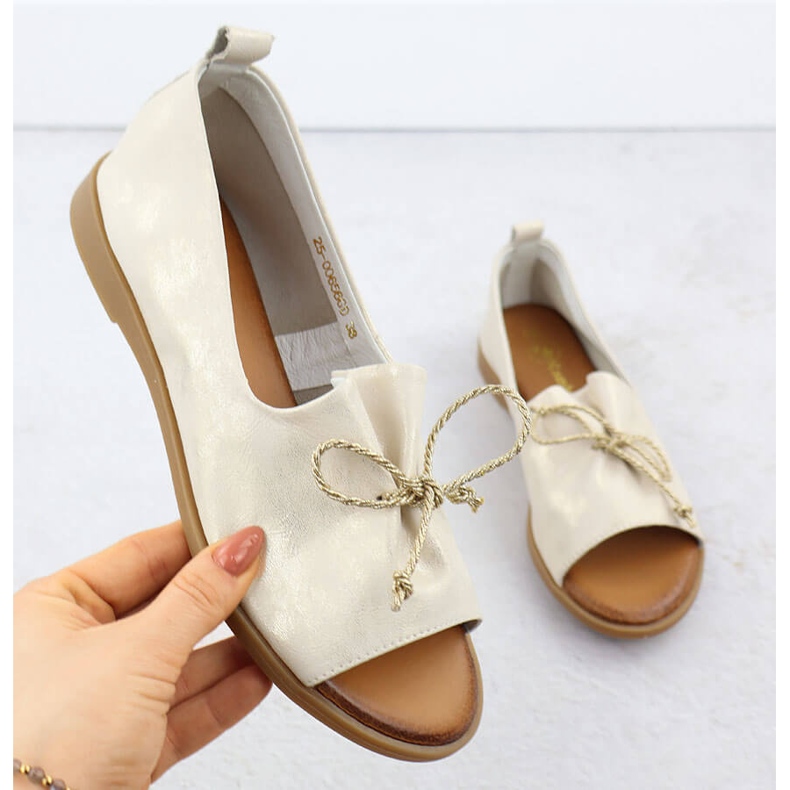 Cambell Zapatos de cuero con dedos desnudos Golden Camell SZ00656 dorado 1