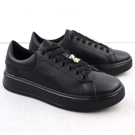 Cambell Zapatos deportivos de cuero para mujeres con Camell Negro SZ00635 Oso de peluche 3