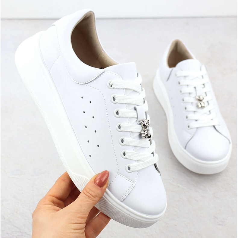 Cambell Zapatos de cuero para mujeres con Białe Camell SZ00635 Teddy Bear blanco 1