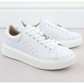 Cambell Zapatos de cuero para mujeres con Białe Camell SZ00635 Teddy Bear blanco 3