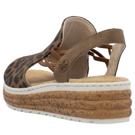 Sandalias de mujeres en la plataforma con beige rieker 62741-90 11