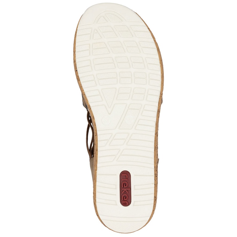 Sandalias de mujeres en la plataforma con beige rieker 62741-90 1