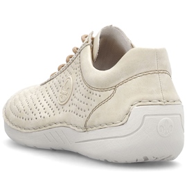 Zapatos de cuero para mujeres Beige perforados Rieker 52546-60 9
