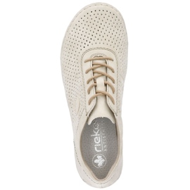 Zapatos de cuero para mujeres Beige perforados Rieker 52546-60 10