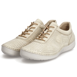 Zapatos de cuero para mujeres Beige perforados Rieker 52546-60 13