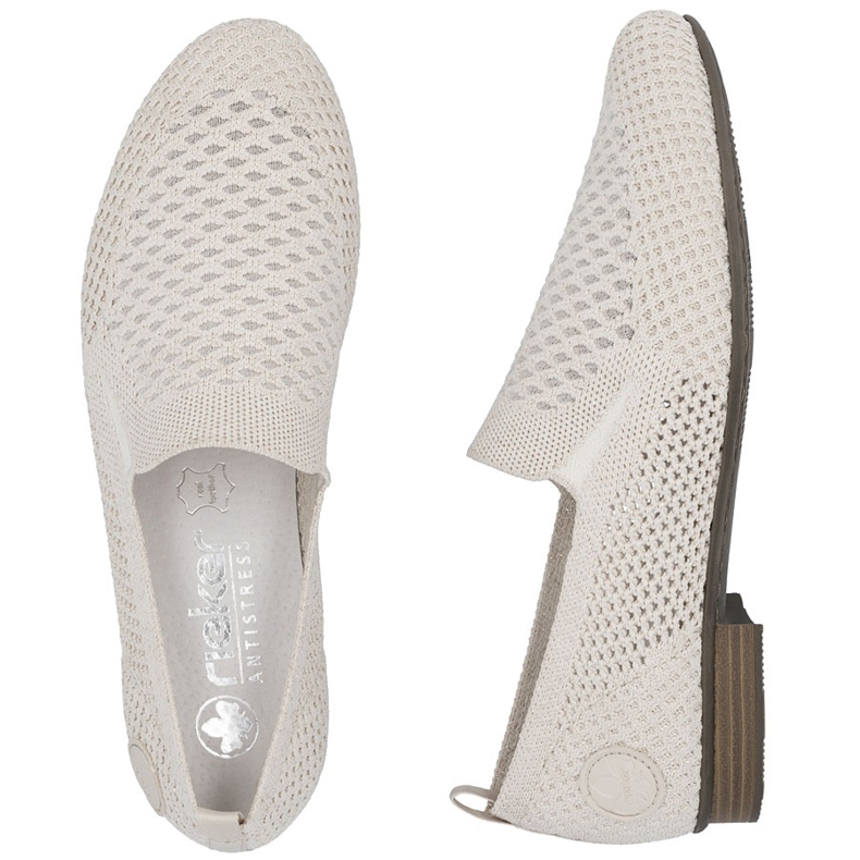 Zapatos textiles para mujeres abiertos beige rieker 51969-90 2