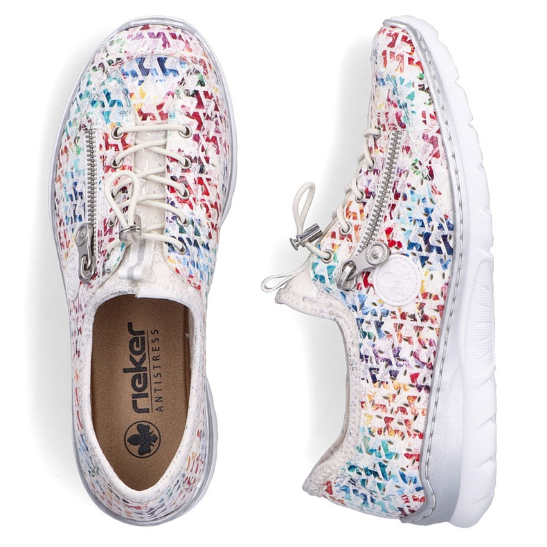 Zapatos deportivos femeninos abiertos rieker blancos l3252-90 1