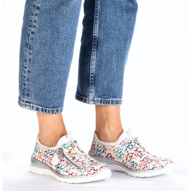 Zapatos deportivos femeninos abiertos rieker blancos l3252-90 2