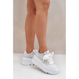 Zapatillas de deporte de cuero en la plataforma de plata Chebello 4658 3