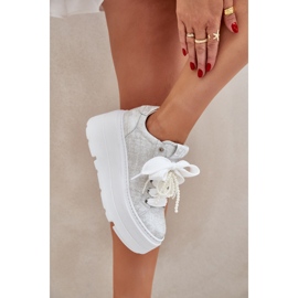 Zapatillas de deporte de cuero en la plataforma de plata Chebello 4658 5