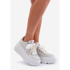 Zapatillas de deporte de cuero en la plataforma de plata Chebello 4658 1
