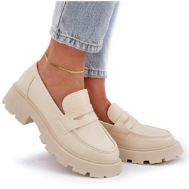 Mocasines Mujer Piel Ecológica, Beige Claro 9