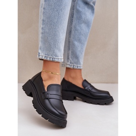 Mocasines de mujer con cuero ecológico negro 2