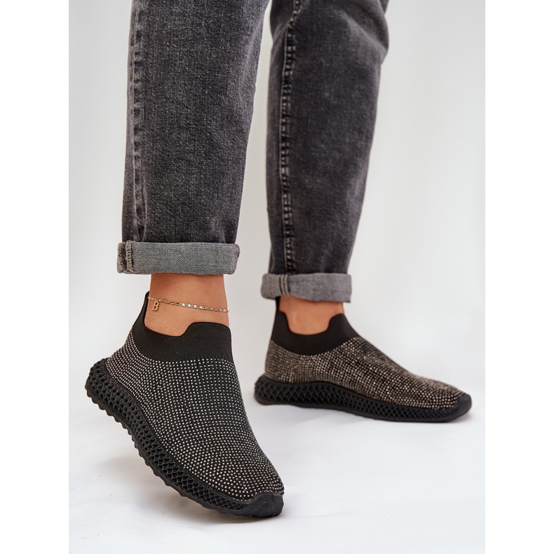 S.Barski Zapatos deportivos femeninos atacados con TW121 decoración negra negro 2