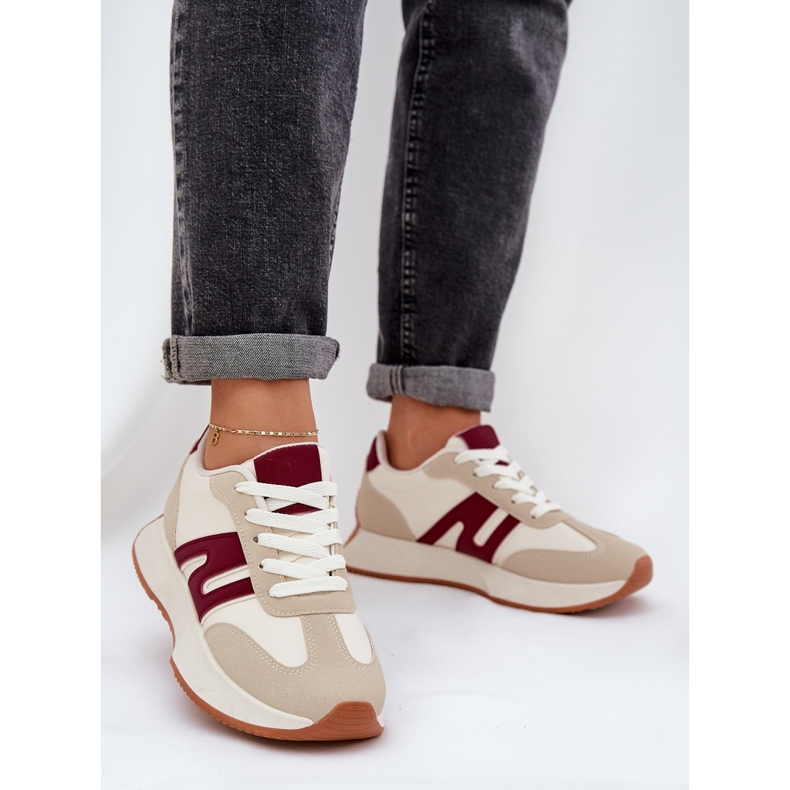 Zapatos deportivos femeninos en la plataforma beige-blue 2