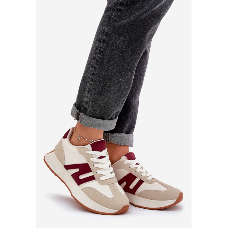 Zapatos deportivos femeninos en la plataforma beige-blue 1