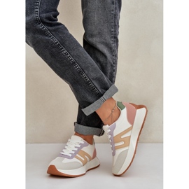 Zapatos deportivos femeninos en la plataforma multicolor beige 7