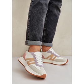Zapatos deportivos femeninos en la plataforma multicolor beige 3