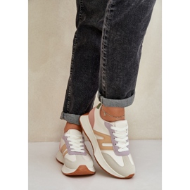 Zapatos deportivos femeninos en la plataforma multicolor beige 4