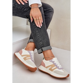 Zapatos deportivos femeninos en la plataforma multicolor beige 9