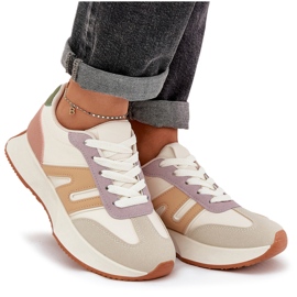 Zapatos deportivos femeninos en la plataforma multicolor beige 11