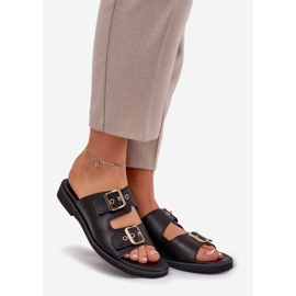 Chanclas planas de cuero con abrazaderas negras Zazoo 3020 negro 1 Chanclas planas de cuero con abrazaderas negras Zazoo 3020 negro 1