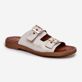 Chanclas planas de cuero con Zazoo 3020 Zloty Zloty limpia dorado 4