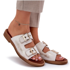 Chanclas planas de cuero con Zazoo 3020 Zloty Zloty limpia dorado 7