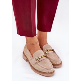 Mocasines de mujer con trenza y detalle dorado BEIGE 5